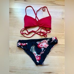 2/$10 Hot red floral bikini